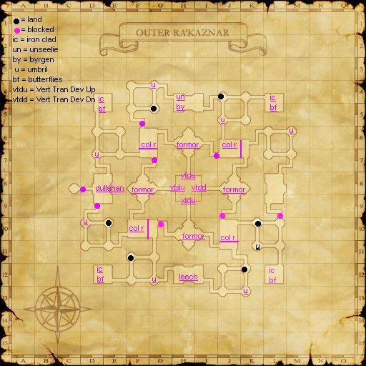 Outer ra'Kazner upper/lower map marked - FFXIAH.com